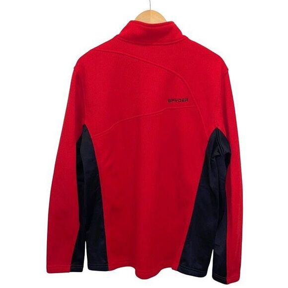 Spyder Mens Half Zip Lightweight Fleece Sweater Jacket Black Red Size XL - Picture 3 of 8